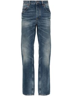 Saint Laurent Jeans Clothing Saint Laurent Jeans, Streetwear Men Outfits, Washed Denim, Indigo Blue, Jean Outfits, Denim Wash, Straight Leg Jeans, Patch Logo, Low Rise