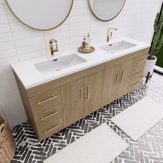 a bathroom with a sink, mirror and rug