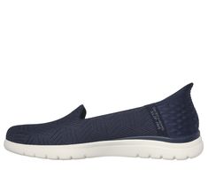 Step into stylish comfort with Skechers Hands Free Slip-ins On-the-GO Flex - Clover. Designed with our exclusive Heel Pillow , this slip-on style features a mesh upper with a Skechers Air-Cooled Memory Foam comfort insole and a lightweight ULTRA GO cushioned midsole. | Skechers Women's Slip-ins: On-the-GO Flex - Clover Flats | Medium Width | Skechers Hands Free Slip-ins for an easy fit | Exclusive Heel Pillow holds your foot securely in place | Lightweight, responsive ULTRA GO cushioning | Skech Insole Design, Wide Shoes, Skechers Women, 2 Inch Heels, Shopping Hacks, Blue Shoes, Hands Free, Perfect Pair, Memory Foam