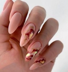 Quick Nail Art, Asian Nails, Edgy Nails, Funky Nails, Chic Nails, Gold Nails, Flower Nails, Nail Manicure, Trendy Nails