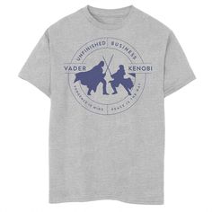 a grey t - shirt with the words vader kenobi printed on it