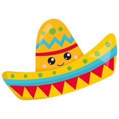 a yellow sombrero with polka dots and a smile on it's face