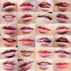 many different images of lips with various shapes and sizes, all showing the same color