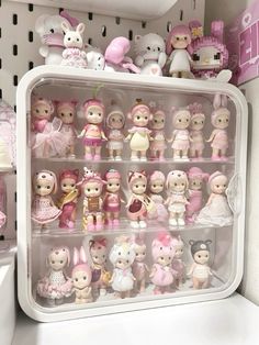 Sonny Angel Collection Shelf, Sonny Angel Room Decor, Sonny Angel Display Ideas, Sonny Angel Collection, Little Clay Animals, Pink Sonny Angel, Sonny Angel Aesthetic, Sunny Angel, Sony Angels