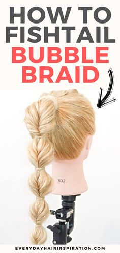 Fake fishtail Bubble Braids For Softball, Diy Bubble Braid Tutorial, Braids For Ponytails, Softball Ponytail Hairstyles, Pull Through Bubble Braid Tutorial, Quick And Easy Work Hairstyles, Unicorn Ponytail, Braided Bubble Ponytail, Twisted Bubble Braid