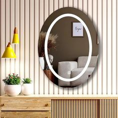 Wall Mounted Mirror, Touch Control, Makeup Application, Wall Mounting, Contemporary Design, Wall Mount, Modern Design