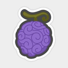 a purple raspberry sticker sitting on top of a white surface with swirls