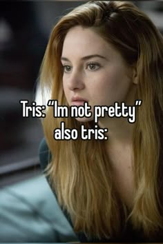 a woman with long blonde hair looking at the camera and text reads, iris i'm not pretty also