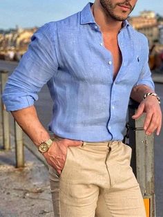 Mens Smart Casual Outfits, Mens Casual Outfits Summer, Men Fashion Casual Shirts, Formal Mens Fashion