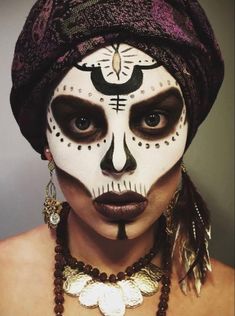 Erzulie Dantor, Deer Makeup Tutorial, Half Face Makeup, Sephora Brushes, Scarecrow Makeup, Deer Makeup, Papa Legba, Halloween Makeup Scary