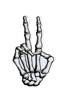 a black and white drawing of a hand making the peace sign with it's fingers