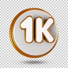 the number 1k in gold and white on a transparent background