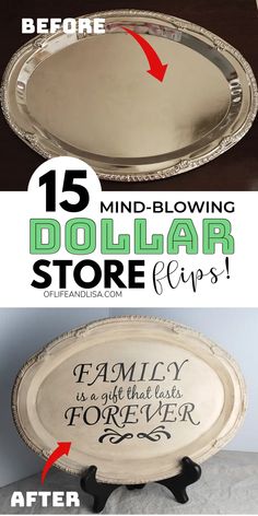 the before and after pictures of a dollar store tray