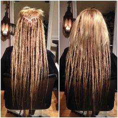 Half Head Synthetic Dreads, Dreads Styles For White Women, Long Blonde Dreads, Half Head Dreads, Partial Dreads Placement, Partial Locs