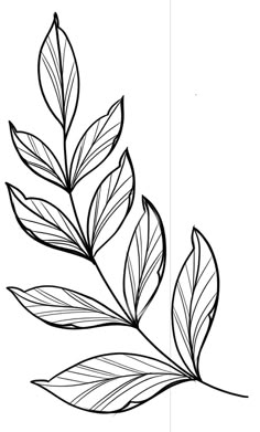 a black and white drawing of leaves