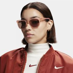 The Nike Grand sunglasses are equally stylish as they are comfortable. These shades are vintage-inspired in looks with an oversized, rounded shape and built for ease with softly rubberized and adjustable temple tips that bend for effortless adjustability. Pink Style, Women Lifestyle, Nike Just Do It, Pink Fashion, Just Do It, Bend, Blush Pink, Vintage Inspired, Top Brands