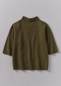 Fine Wool Cashmere Half Sleeve Sweater | Olive Melange | TOAST Half Sleeve Sweater, Recycled Cashmere, Breaking In, Easy Shape, Mens Loungewear, Loungewear Women, Women Nightwear, Fashion Story, Womens Loungewear