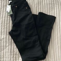 Brand New Never Worn Size 8 Black Denim Jeans H&M Classic Black Flare Jeans For Spring, Trendy H&m Jeans For Fall, H&m Jeans For Spring Workwear, H&m High Rise Jeans For Fall, Fitted H&m Denim Jeans, Trendy H&m Cotton Jeans, H&m Straight Leg Dark Wash Jeans, H&m Straight Leg Cotton Jeans, H&m High Rise Fitted Jeans