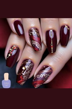 Experience the elegance of burgundy and wine-red nail art designs! #BurgundyNails #WineRedNails Maroon Acrylic Nails Design, Wine Nail Designs, Best Fake Nails, Maroon Acrylic Nails, Fake Nails White, Christmas Nails Diy, Red Nail Art Designs, Nail Decals Diy