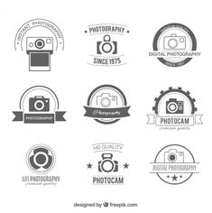 the logos for photography are shown in black and white, with an image of a camera