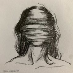 a drawing of a woman's head with her hair pulled back