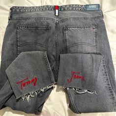 Tommy Jeans Tags Removed But Never Worn! Cute Back Ankle Detail Tommy Hilfiger Jeans, Tommy Jeans, High Jeans, Black Red, Jeans Size, Tommy Hilfiger, High Rise, Black And Red, Women Jeans