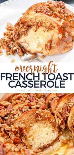 this overnight french toast casserole is loaded with pecans and topped with an orange glaze