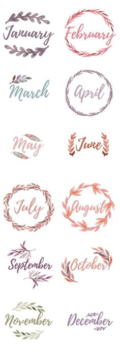 some type of labels that are in different colors and font styles, with the words months on