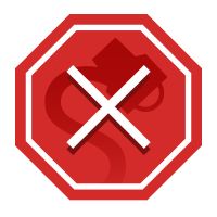 a red stop sign with two crossed swords on it's center and the letter x in the middle