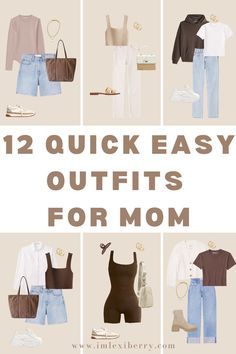 Cute and casual outfits for mom. Kids aren't the only ones that need back to school outfits! Read my blog for 12 fail proof outfits for school drop off! 😍 Cool Mom Outfits, Cute And Casual Outfits, Young Mom Style, Outfits For Mom, Mom Style Summer, Outfits For School, Casual Outfits For Moms, Mum Fashion