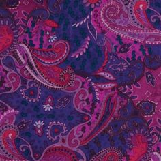 a purple and pink paisley print fabric