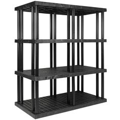 four tiered shelving unit in black