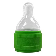 an empty bottle with a green cap