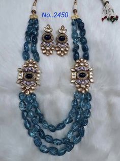 Kundan Mala, Pearls Chains, Semi Precious Necklace, Blue Jewelry Set, Diamond Pendant Jewelry, Beads Colors, Antique Gold Jewelry Indian, Exotic Jewelry, Chunky Bead Necklaces