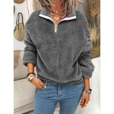 Item Type: Sweater Gender: Women Material: Fleece, Polyester Collar: Turn-Down Sleeve Length(cm): Full Package Includes: 1 x Pc Size Length (cm / inch) Bust (cm / inch) S 67 / 26.38 100 / 39.37 M 68 / 26.77 105 / 41.34 L 69 / 27.17 110 / 43.31 XL 70 / 27.56 115 / 45.28 XXL 71 / 27.95 120 / 47.24 XXXL 72 / 28.35 125 / 49.21 4XL 73 / 28.74 130 / 51.18 5XL 74 / 29.13 135 / 53.15 Velvet Coat Women, Simple Sweatshirt, Street Sweatshirt, Velvet Coat, Neue Outfits, Long Sleeve Jumper, Style Japonais, Sweatshirt Zipper, Loose Pullover