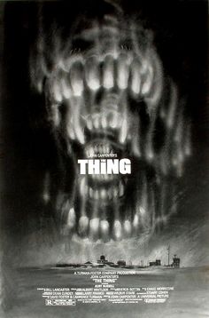 a movie poster for the film thing with an image of a monster's mouth