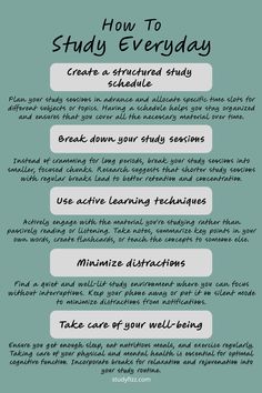 Develop a consistent study routine and make studying a daily habit with these effective tips!

Discover practical strategies to stay motivated, manage your time efficiently, and create a conducive study environment. From setting achievable goals to incorporating active learning techniques, these tips will help you make studying an integral part of your daily routine. Start building a strong foundation for success today! How To Avoid Laziness While Studying, 5am Study Routine, How To Study Effectively Tips, How To Stay Motivated To Study, How To Start Studying, Active Learning Strategies, Study Environment, Study Routine, Study Stuff