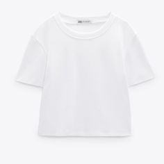 Nwot Zara White Crop Tee Size Medium An Absolute Essential Staple In Everyones Closet!! Brand New Never Worn!! Simple White Crew Neck Crop Top, White Cotton Crop Top Knit, Zara Cotton Crew Neck Knit Top, Basic White Zara T-shirt, Simple Plain Tops For Summer, Simple Plain Summer Tops, Zara Basic Short Sleeve Crop Top, Basic Zara Tops For Spring, Zara Basic Crew Neck Top