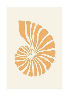 an orange and white abstract art print with a spiral design on the bottom half of it