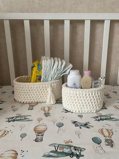 Set of 2 diaper caddy organizers for nursery or bathroom storage from 100% cotton yarn With our beautiful cotton baskets, you could easily organize your baby's diapers, wipes and all baby's must-have items in one place! It makes perfect accessory in your nursery next to the changing table or great bathroom organizer. Also our baskets are suitable for all the rooms and you can use them as a decorative or storage baskets you can store whatever you like, in your living room, in the hallway, in the kitchen or in the bathroom. 💗 Care instructions:  Easy to clean with a damp sponge, or you can wash it in warm water with mild soap, dry in a flat surface, do iron, keep away from fire. 💗 Dimensions: Big basket: 24*13 cm (9"*5"), height 11 cm (4") Smaller basket: 17*13 cm (7"*5"), height 11 cm (4" Bathroom Storage Basket, Moses Basket Bassinet, Doll Cradle, Doll Crib, Big Basket, Bathroom Basket Storage, Baby Changing Table, Diaper Caddy, Great Bathrooms