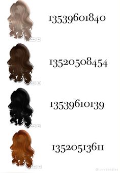 long lush curls in blonde, brown, black and ginger Berry Avenue Codes Hair Black Braids, Berry Avenue Codes For Black Hair, Berry Ave Hair Codes Brown, Roblox Curly Hair Codes, Bloxburg Codes For Hair, Roblox Nail Codes, Berry Avenue Brown Hair Codes, Bloxburg Black Hair Codes, Black Hair Codes For Berry Ave