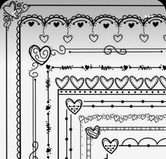 a black and white photo with many hearts on it's borders, frames, and dividers