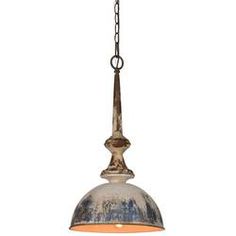 an old fashioned light hanging from a chain