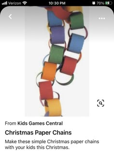 the christmas paper chains are being displayed on an iphone