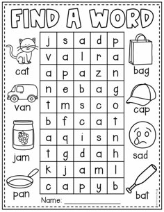 a printable worksheet with words and pictures to help kids learn how to find the