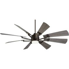 a ceiling fan that has five blades on it