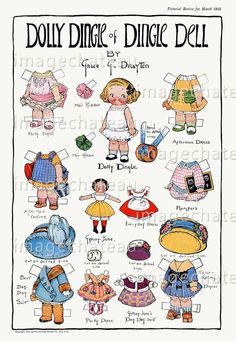 an image of dolls and clothes from the doll maker's book, dolly dingie dell