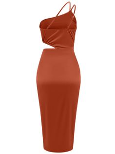 Make a bold statement with the Vianne One-Shoulder Satin Midi Dress. With its daring one-shoulder design and rich brown color, this dress is perfect for those who love to take risks. The luxurious satin material adds a touch of elegance, making you stand out in any crowd. Embrace the challenge and step into the spotlight with confidence in this stunning dress. Size Guide: Model is 5’65” tall, and has a 33.6” bust, 24.1” waist, & 35.2” hips. She is wearing a S / US 4 / AU 8. This dress is true to size. Material: 100% Polyester. Feature: One-shoulder. Sleeveless. Cut-out waist. Thigh ruched slit. Satin fabrication. Midi length. Care Instructions: Machine wash / Cold hand wash Reindeer Headband, Brown Outfit, Take Risks, Satin Midi Dress, Daily Dress, Dress Jewelry, Satin Material, Shoulder Design, Trendy Accessories