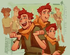 two young men with red hair are smiling