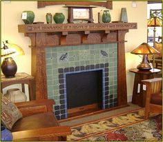 a living room filled with furniture and a fire place in the middle of a wall